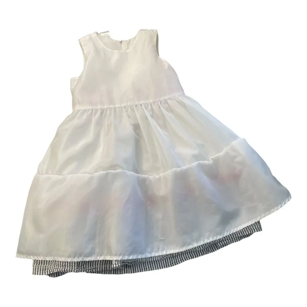 Gymboree Girl's 4 White Pink Black Sleeveless Spring Summer Formal Dress